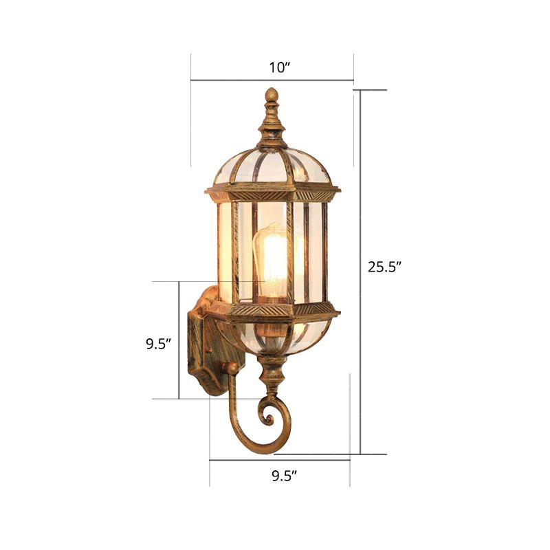 Classic Birdcage Shaped Wall Lamp Single-Bulb Clear Glass Sconce Light Fixture for Garden
