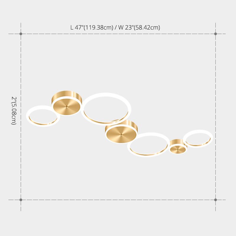 Gepolijste gouden ring inbouw minimalistische acryl LED-plafondlamp voor woonkamer