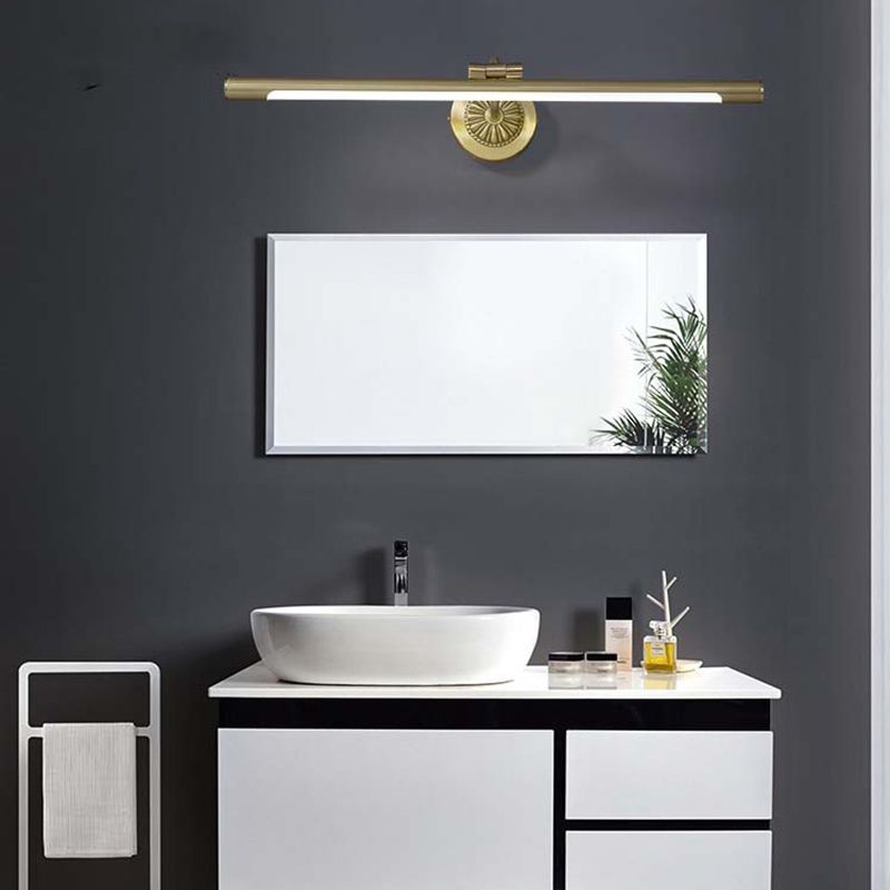 Modern Gold Linear Wall Mount Light Fixture Metal 1-Light Wall Lamp for Bathroom