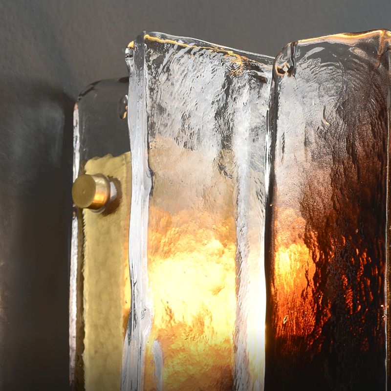 Modern Metal Wall Sconce Geometric Shape Wall Light with Glass Shade for Bedroom