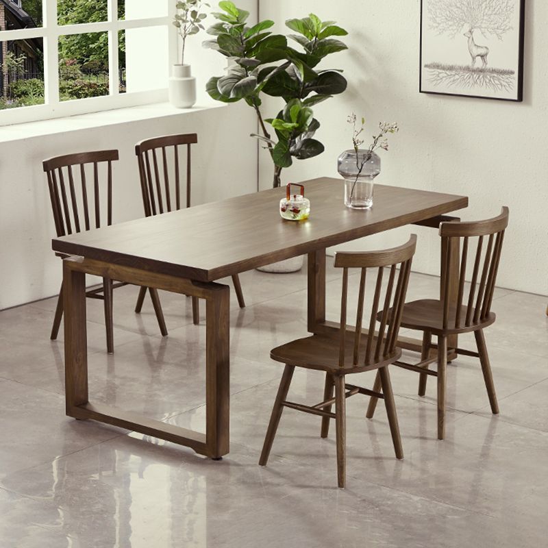 Modern 1/2/3/5 Pieces Dining Set Rectangle Double Pedestal Dinette Set in Natural