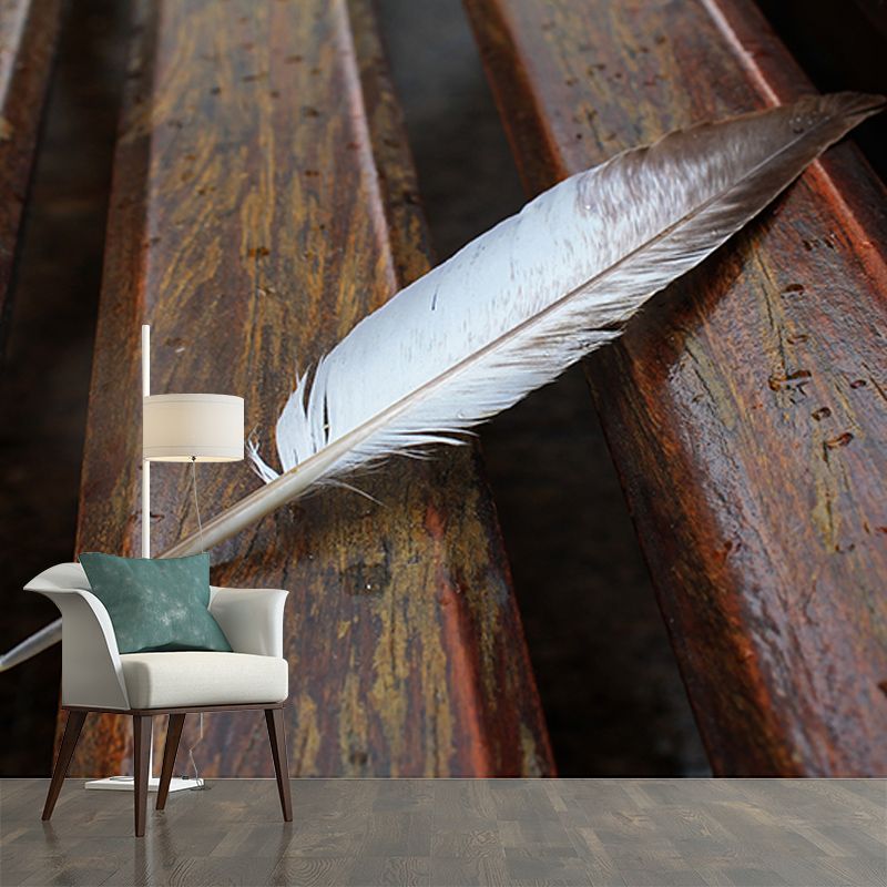Feather Photo Mural Wallpaper Water Resistant, Personalized Size Available
