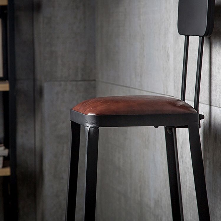 Industrial Footrest Armless Barstool Leather Stackable Coffee Shop Stool