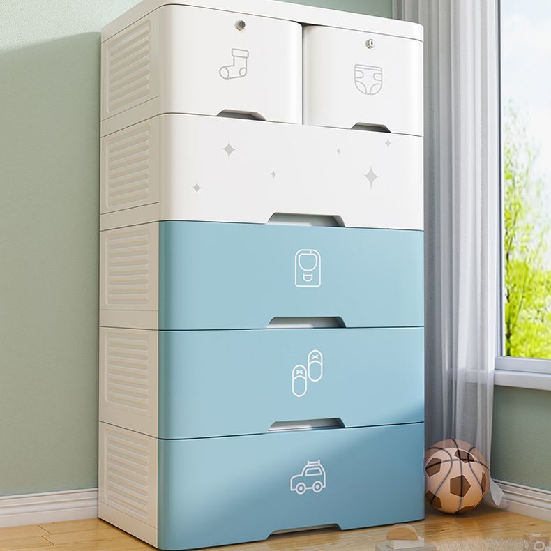 Contemporary Style Non-Hanging Armoire Plastic Storage Cabinet with Drawers