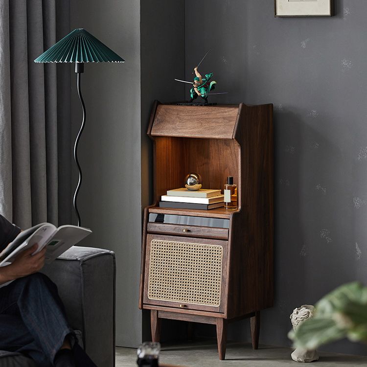 Mid-Century Modern Accent Chest Solid Wood Storage Cabinet with Shelves