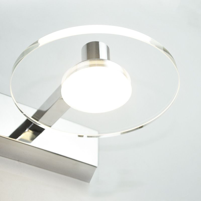 Round Shade 1-Light Wall Sconce Modern Style Crystal Mirror Wall Mount Light Fixture in Silver