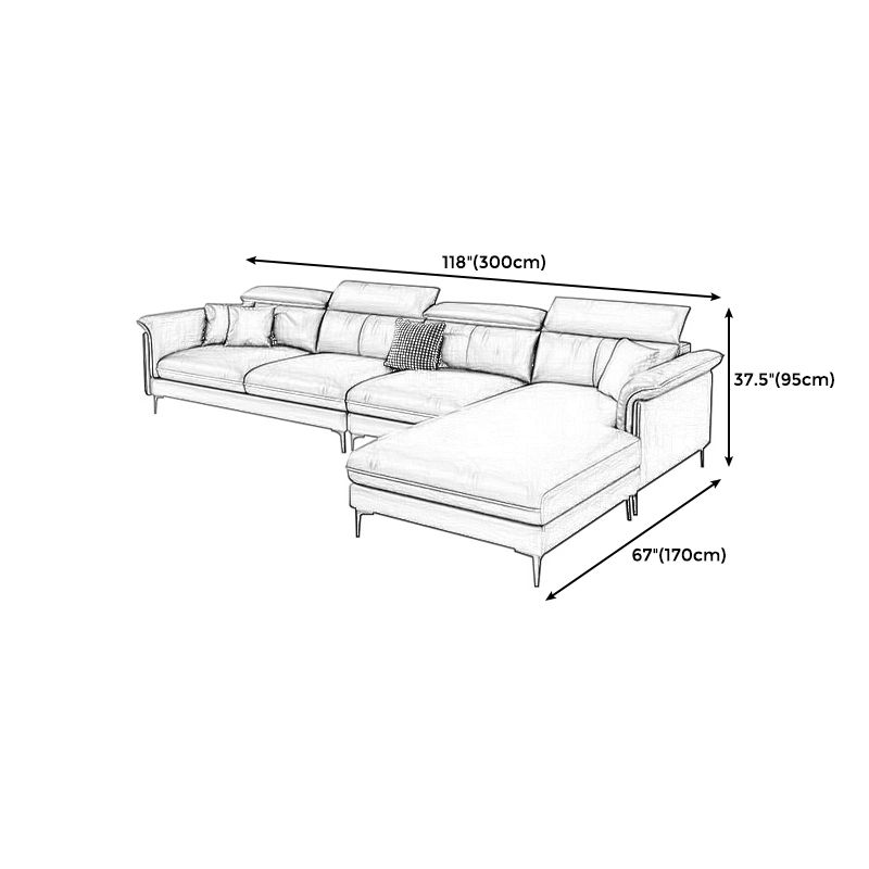 Dark Gray Modern Pillow Top Arm Sectional with Removable Cushions for Living Room
