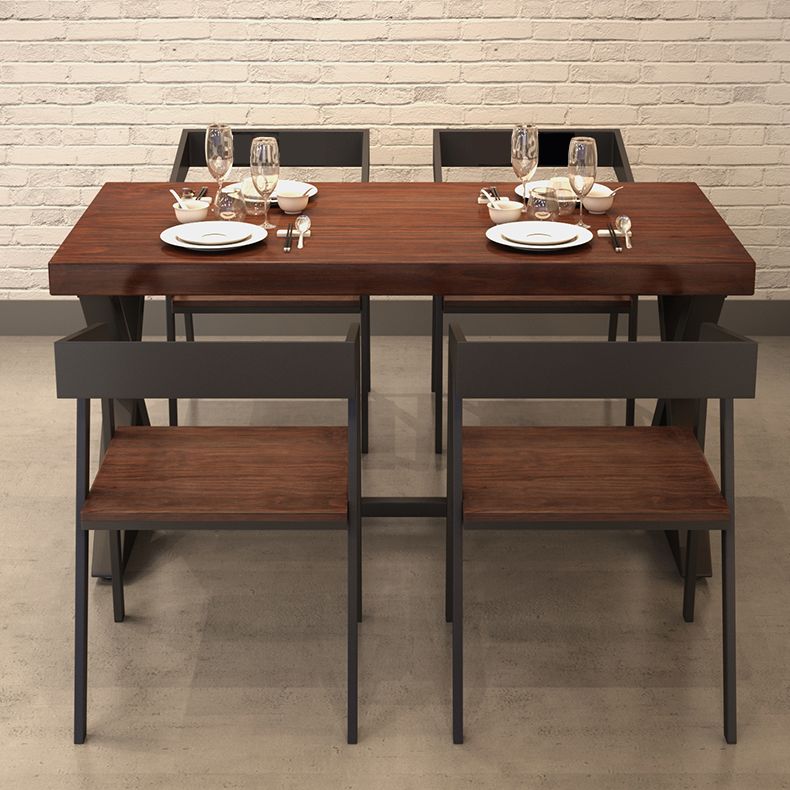 Mesa de madera de pino industrial para mesa de comedor rectangular de restaurantes con base de caballete