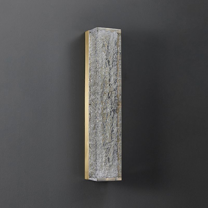 Modern Style Brass Wall Light Cuboid Shape Wall Sconce for Living Room