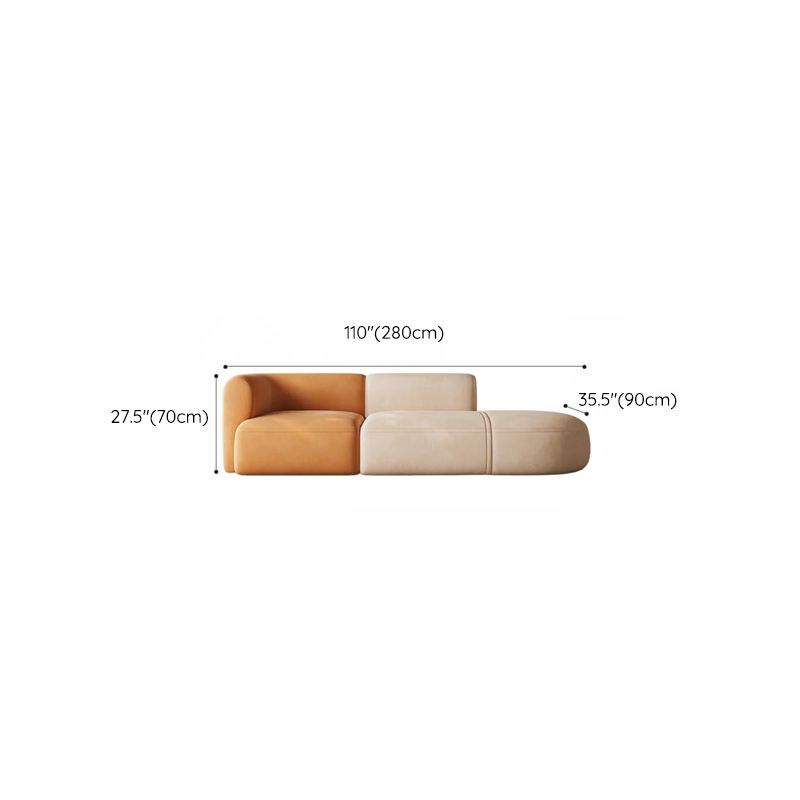 Minimalist 27.6-In H Sofa and Chaise Brown & Beige Sofa with One Side Arm