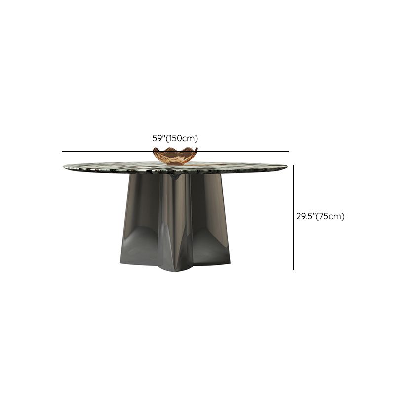 Glam Round Marble Top Dining Table with Metal Pedestal Base for Home