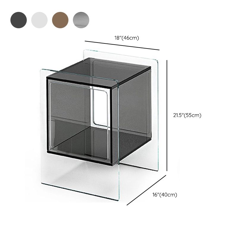 Modernistic Plastic Rectangular End Table Double Tier Corner Table with Storage