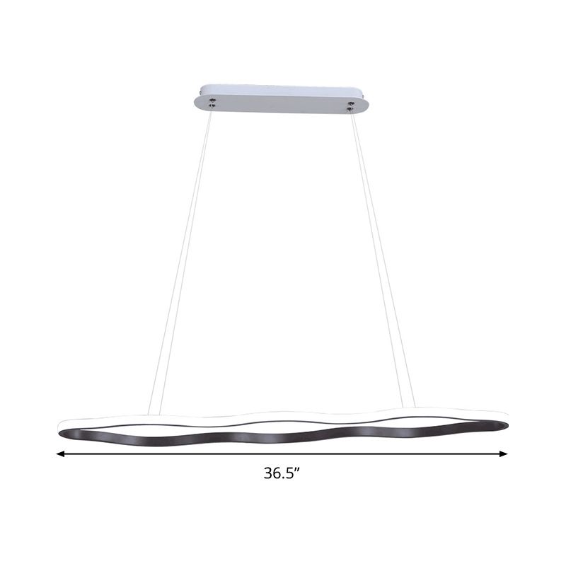 Wave Hanging Ceiling Light Modern Acrylic Coffee 23.5"/36.5"/47" Wide LED Suspension Light in Warm/White Light