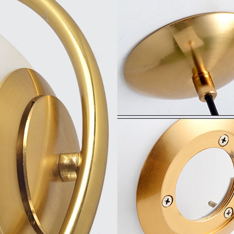 13.7 Inches Wide Golden Ring Hanging Lamp Globe Glass Shade Post-modern Style Hanging Light