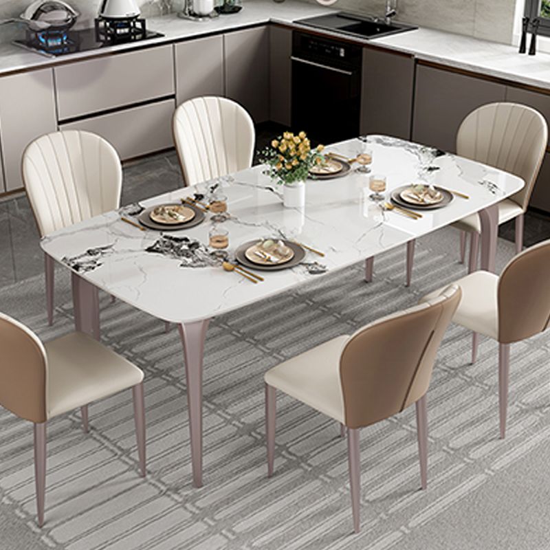 Modern Rectangular Table Sintered Stone Dining Table with 4 Legs for Home