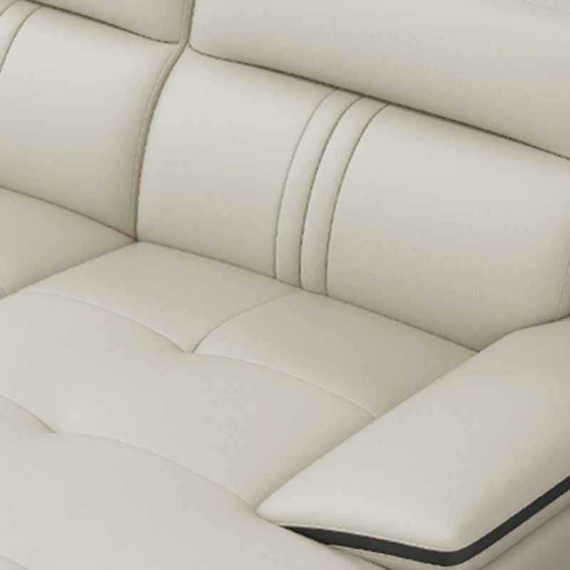 Tufted Pillow Top Arm Sectional Modernism Beige Genuine Leather Sofa&chaise