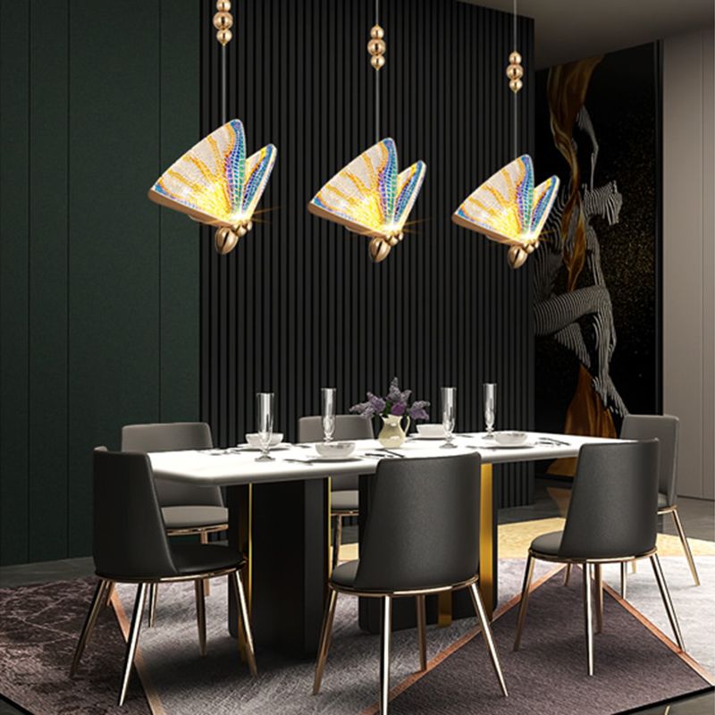 Moderne LED Hängende Licht mit Acrylbutterfly -Schatten -Anhänger Licht für Schlafzimmer