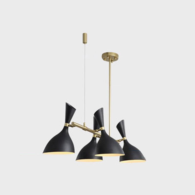 Funnel Ceiling Pendant Light Simple 4 Lights Metal Island Lighting for Dining Room