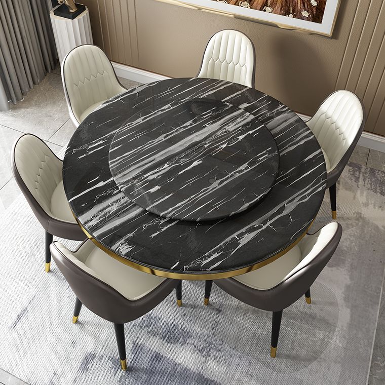 Luxury Style Marble Dining Table Single Pedestal Base Round Table for Home