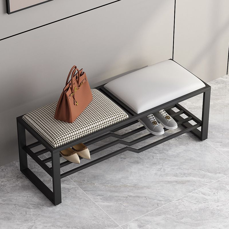 Modern Style Entryway Bench Cushioned Rectangle Metal Seating Bench