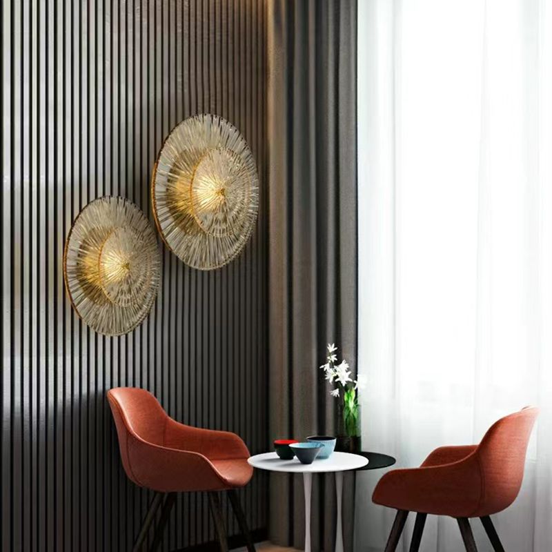 LED Modern Metal Wall Sconce Flower Shape Wall Light with Glass Shade for Bedroom