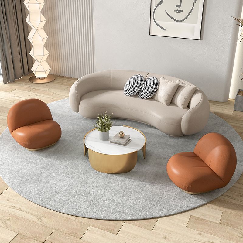 25.6" H Contemporary Faux Leather Curved Sofa for Living Room