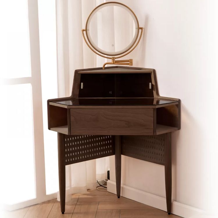 Contemporary Mirrored Glass Drawers Make-up Vanity with Storage for Bedroom