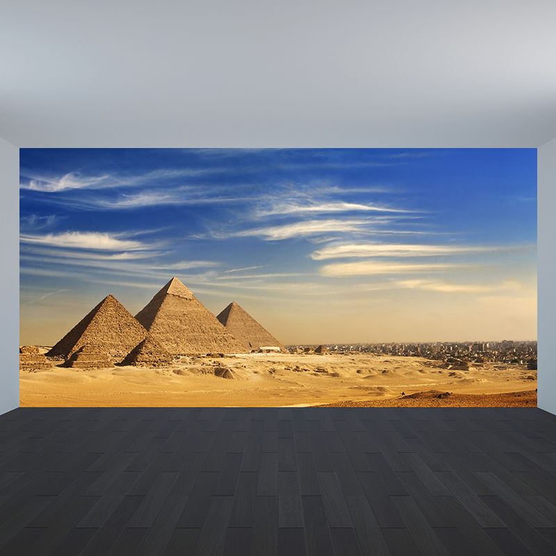 Global Inspired Pyramid Landscape Mural Pastel Color Washable Wall Decor for House Interior