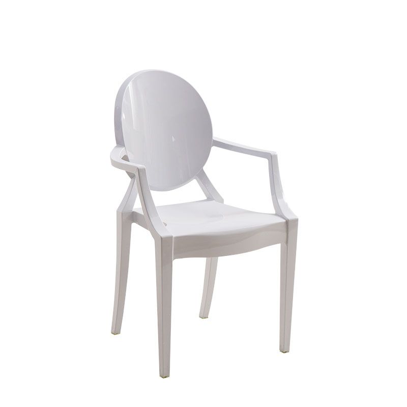 Sillón de comedor de plástico de estilo nórdico, silla lateral de comedor con respaldo abierto para uso doméstico
