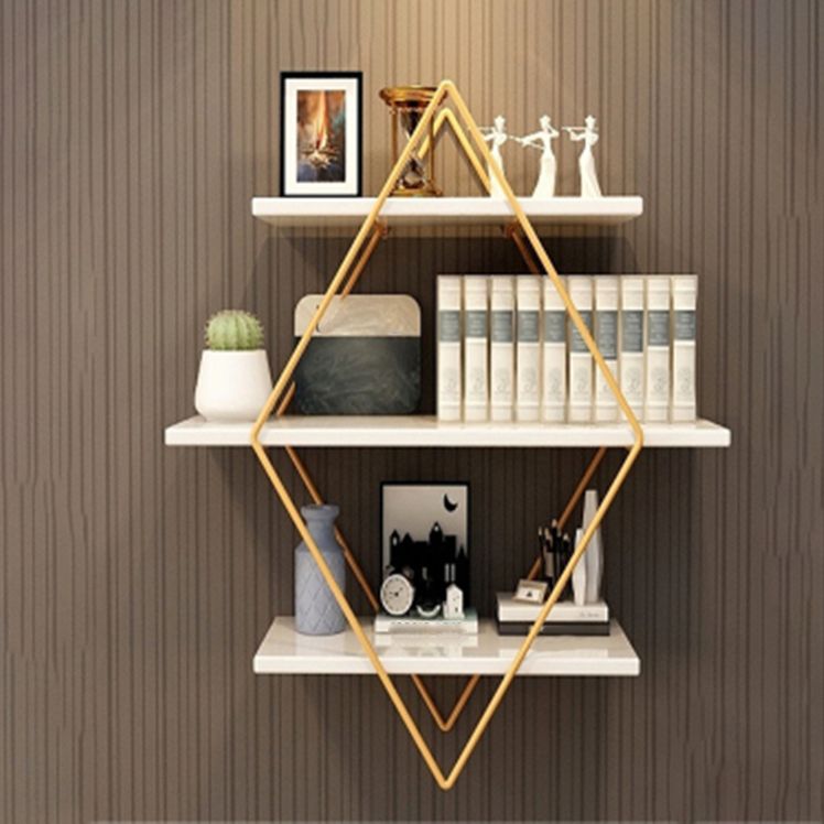 Floating Shelf Bookcase Wooden and Metal Book Shelf for Study Room