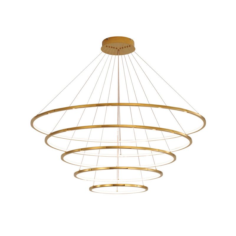 Modern Metal Chandelier Multi-Layer Circle Chandelier Pendant Lamps in Gold for Living Room
