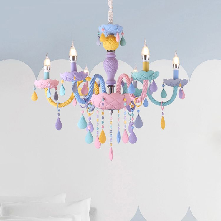 Bunte Metall Kronleuchter anheizt helle gebogene Arme moderne Stil Multi -Lichter -Federung Licht