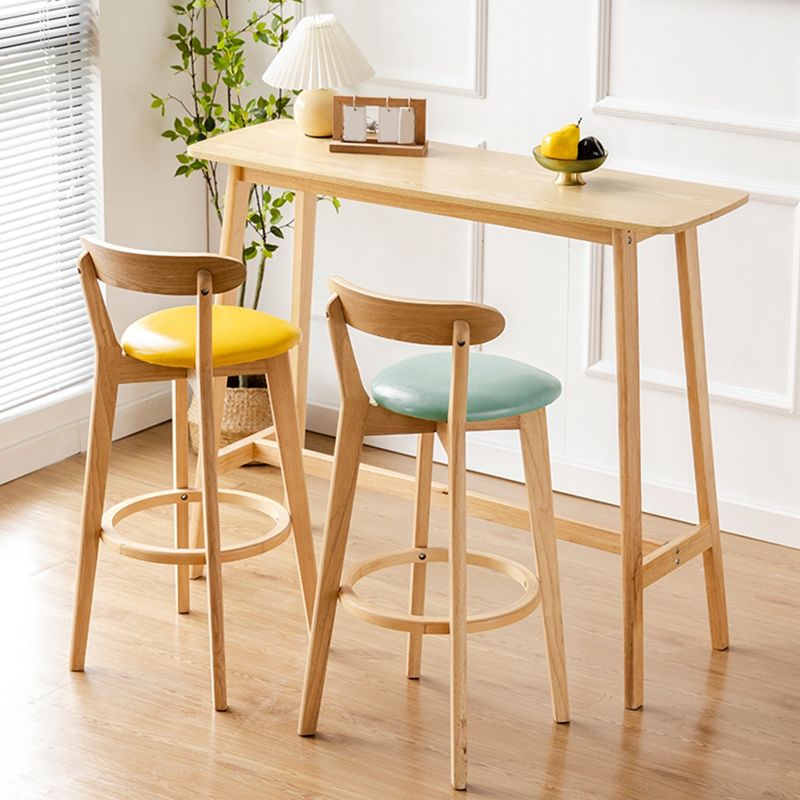 Modern Wood Bistro Bar Table Rectangle Footrest Bar Table for Living Room