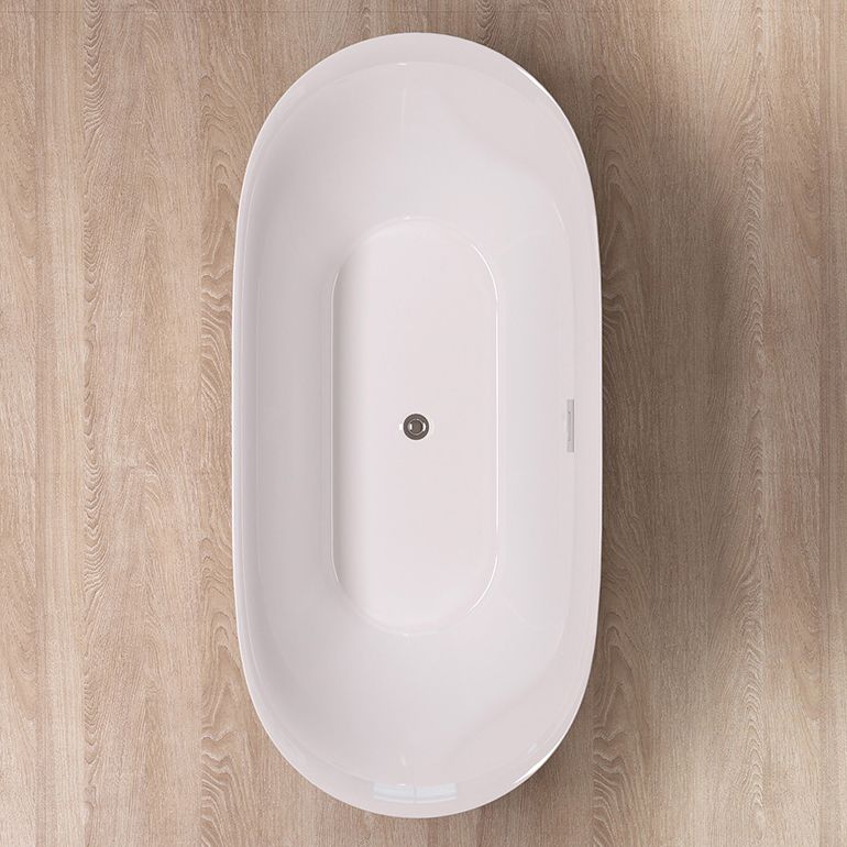 Modern Back to Wall Bath Oval White Soaking Acrylic Freestanding Bathtub