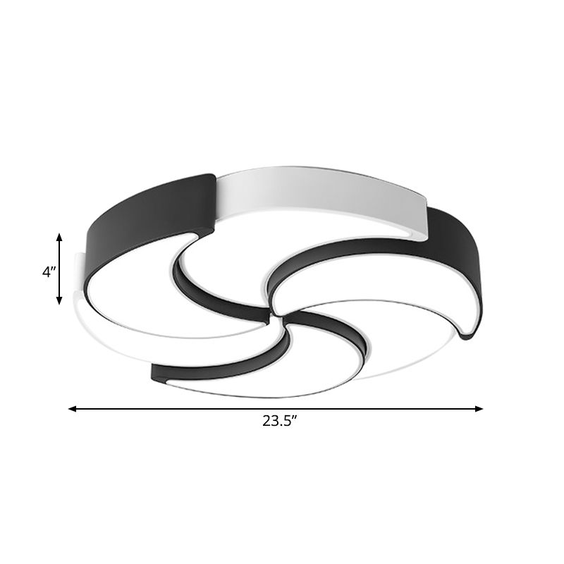 Circular Flush Mount Lighting with Windmill Design Contemporary Acrylic 19.5/"/23.5"/31" W LED Black and White Ceiling Light, Warm/White Light