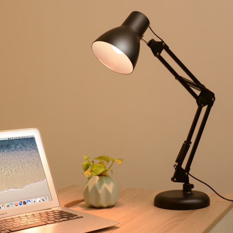 Black 1 Light Task Lighting Industrial Stylish Metal Conic Shade Adjustable Desk Light in Black for Office