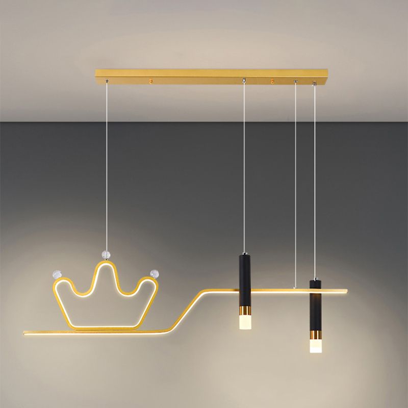 Metallkrone Anhänger Licht stilvolle minimalistische LED -LED -Lampe für Esszimmer