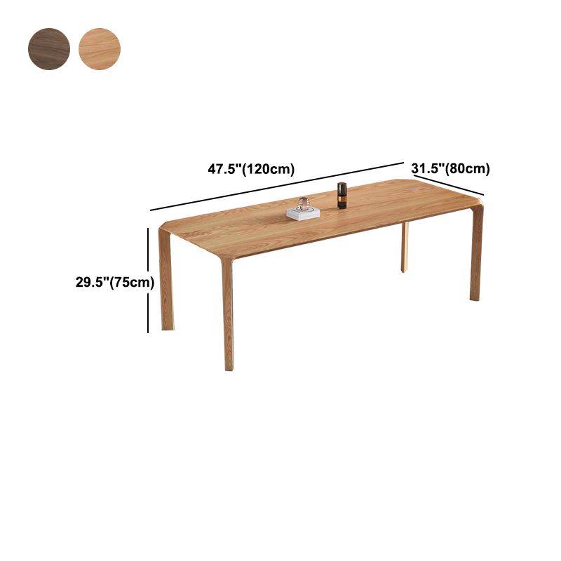 Solid Wood 4 Legs Dining Site Table Modern Rectangle Fixed Dinette Table