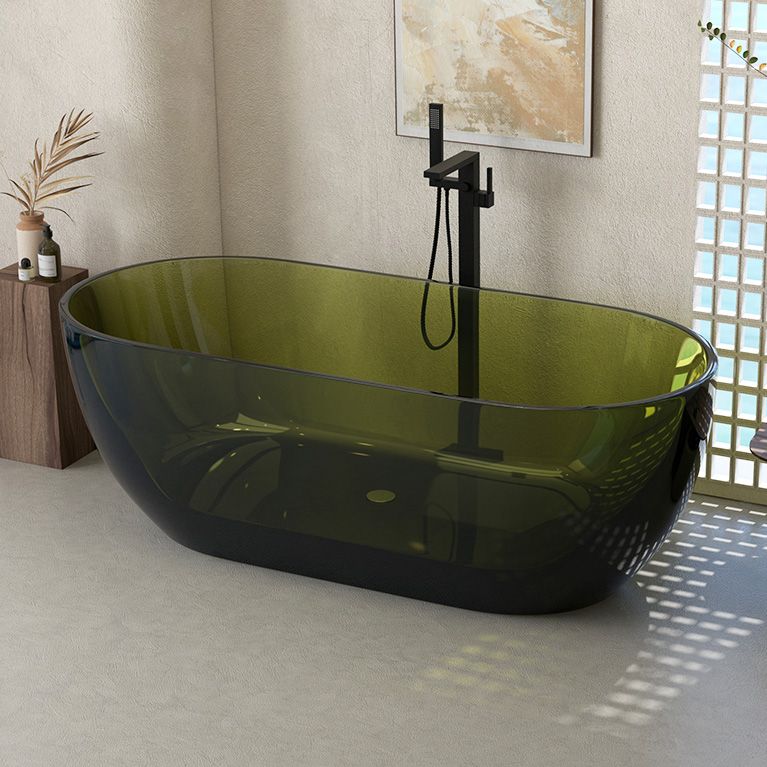 Oval Soaking Bathtub Freestanding Antique Finish Modern Bath Tub