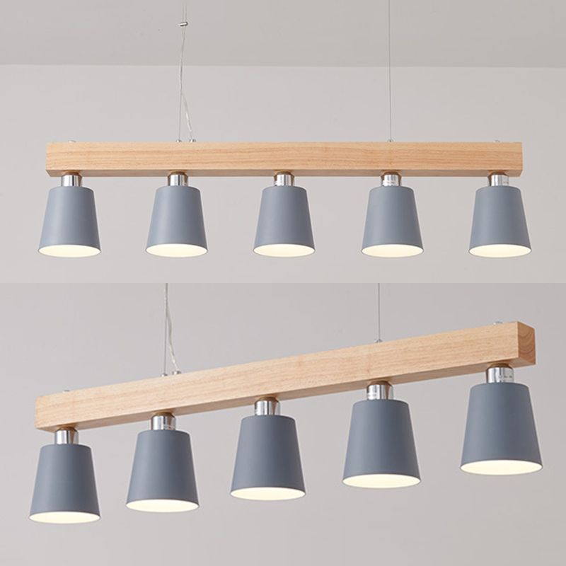 Apparecchi di illuminazione per isola moderna del soffitto lineare in legno per sala da pranzo