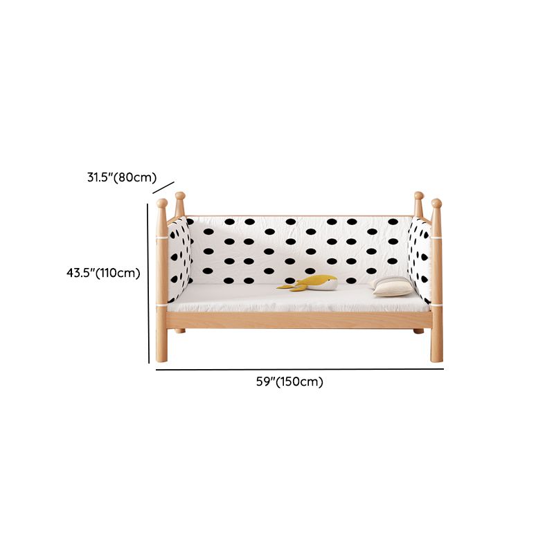 Naitural Nursery Crib with Guardrail Farmhouse Baby Crib in Solid Wood