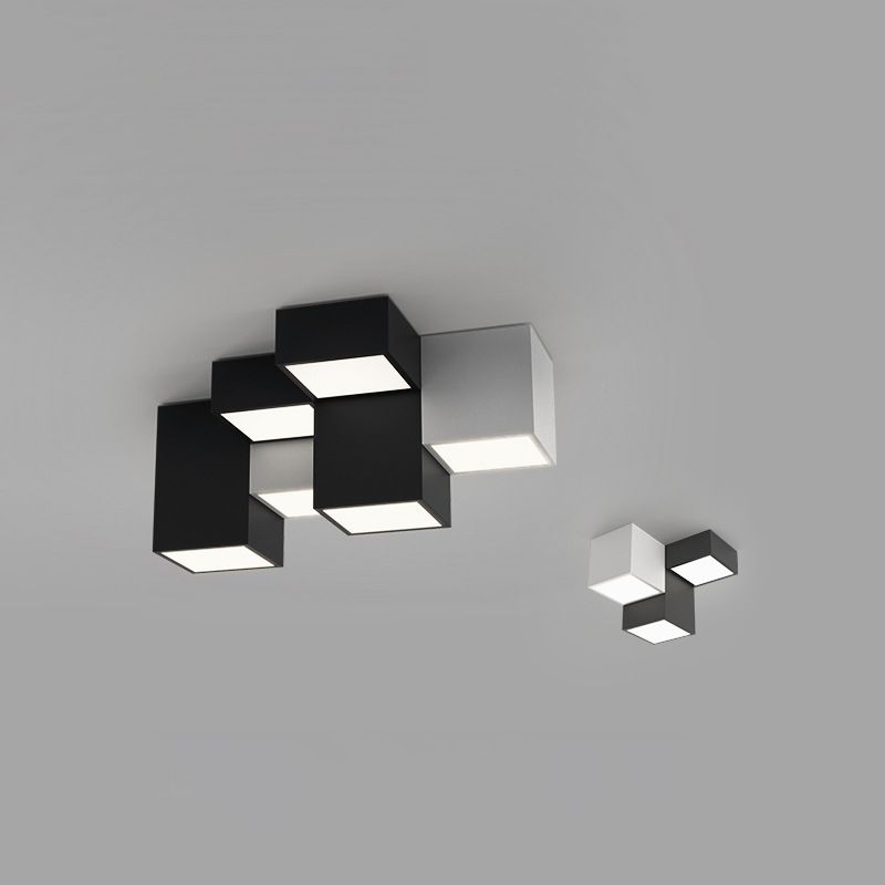 Square Shape LED Ceiling Lamp Modern Iron Flush Mount for Bedroom