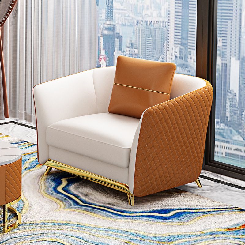 Cushions Tuxedo Arm Sofa Glam Genuine Leather Sofa with Legs