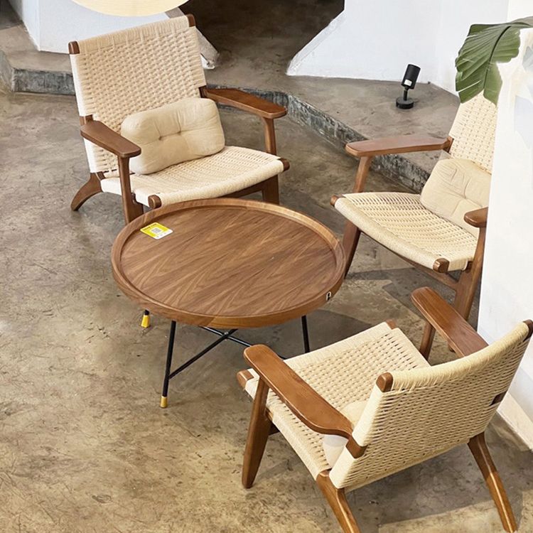 Contemporary Solid Wood Arm Chair Home Cane Back Dining Chair