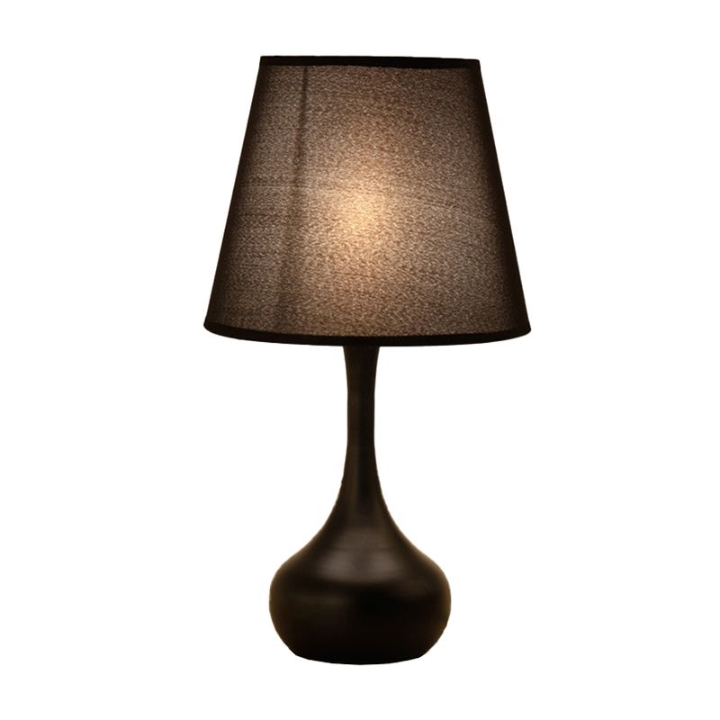 Nordic Empire Shade Night lampe Tissu à la lampe 1-Light Light Light avec cylindre / base de larme en noir / blanc
