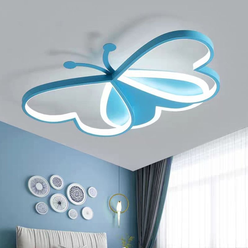 Butterfly Flush Mount Ceiling Light Fixtures Kids Metal Ceiling Mount Chandelier for Bedroom