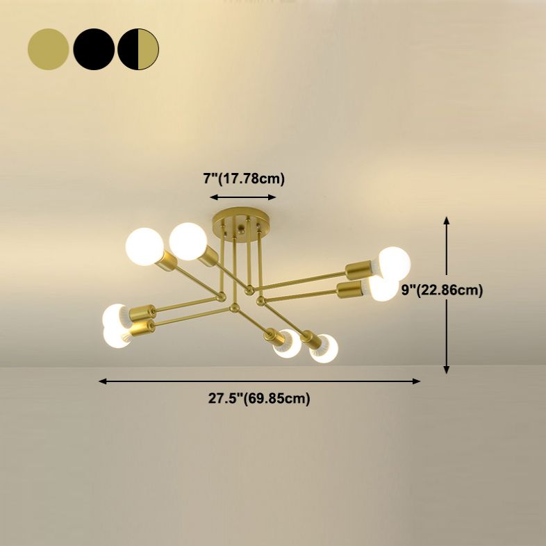 Metal Sputnik Shade Flush Ceiling Light Modern Multi-Lights Flush Mount Fixture