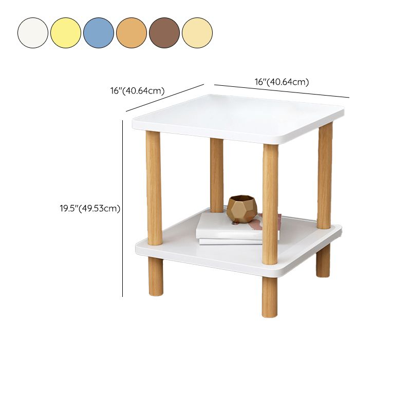 Scandinavian Style Wooden Side Table Double Tier End Table Concrete Sofa Side Accent Table