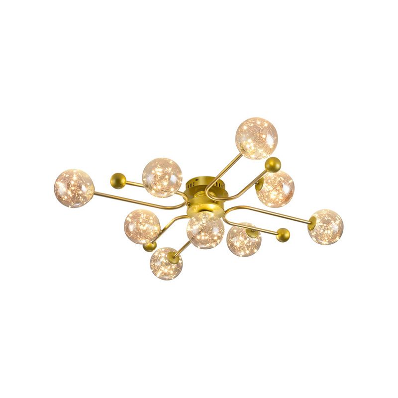 Modern Ball Semi Flush Ceiling Light Glass Living Room LED Ceiling Light