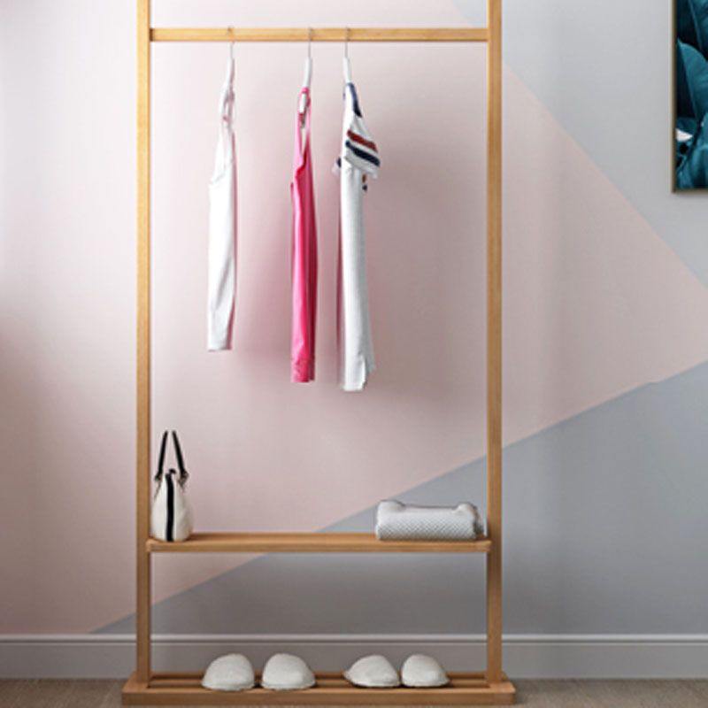 Contemporary Style Coat Hanger Solid Walnut Shelve Design Coat Rack for Living Room